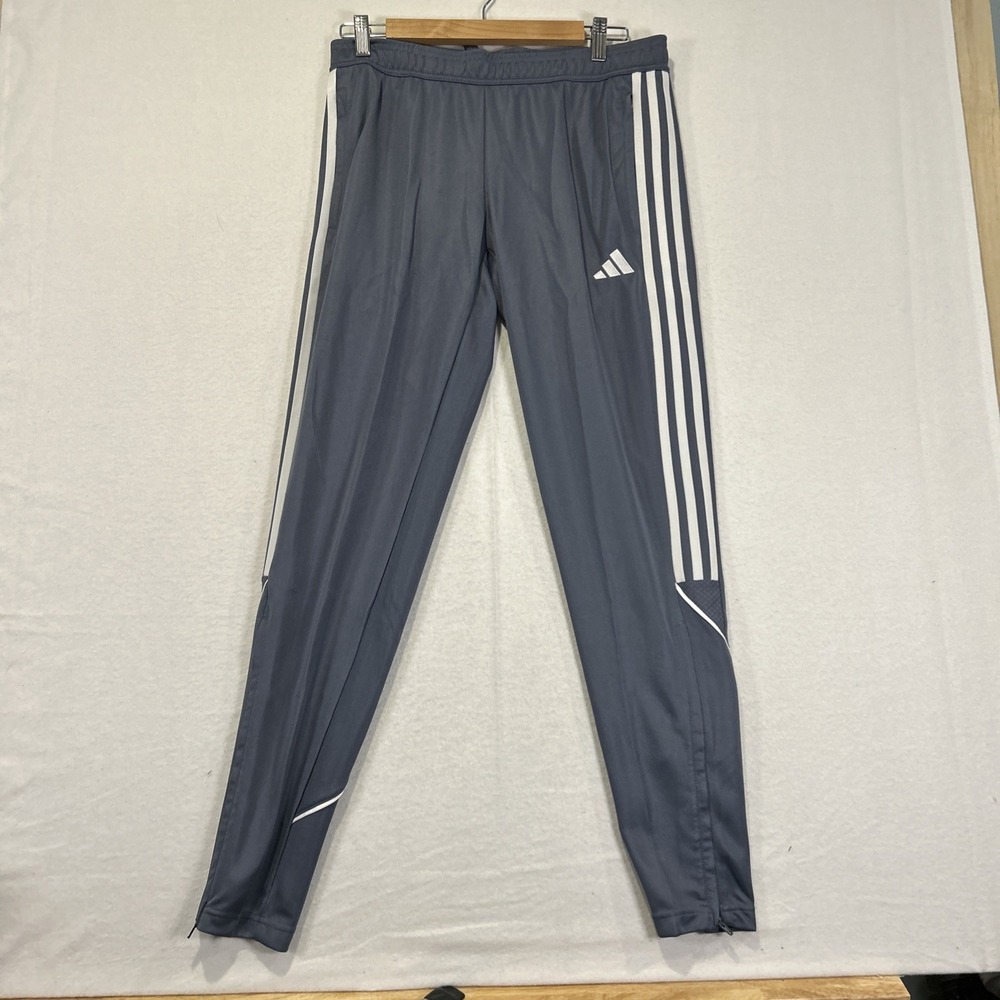 Adidas Tiro 23 Track Pants Womens Medium Onix White Stripe Tapered Zip IB8479